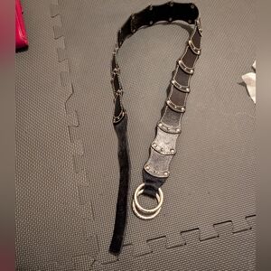 Vintage Y2K 2000s Michael Kors Black Leather And Hair Hide Belt